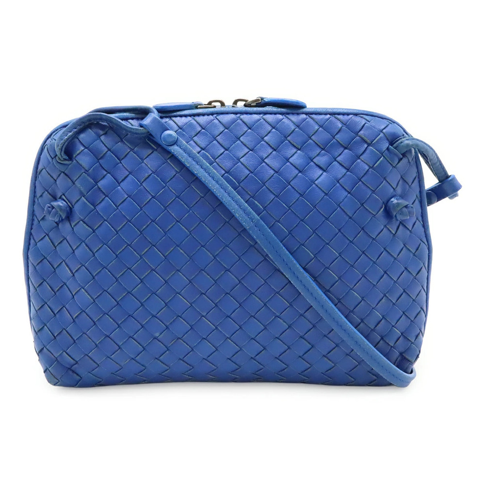 BOTTEGA VENETA Intrecciato Nodini Crossbody Bag Leather Blue